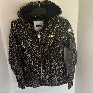 NWOT Girls DKNY Black Gold Logo Hooded Size 10/12